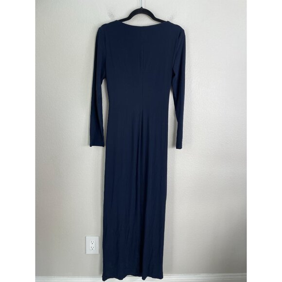 Chaps Womens 12 Navy Long Sleeve Evening Dress Rhinestone Accent Stretch - Picture 13 of 13